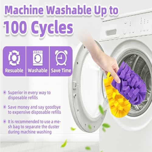 Nicemiya 12 Piezas de Repuestos de Plumeros de Fleece Reutilizables para Swiffer, Almohadillas Lavables y Resistentes, 360 Grados para Ventiladores, - imagen 8