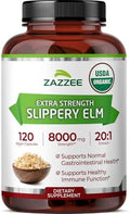 Zazzee Extracto de Corteza de Olmo Resbaladizo Orgánico USDA 20:1, 120 Cápsulas Veganas, Suplemento Herbal Natural para Digestión y Garganta - imagen 1