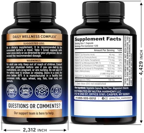 Complejo de Vitaminas B Metilado - B-Complejo con Metilfolato y B12 - Bio disponible para Hombres y Mujeres - Multivitamínico 9 en 1 - Energía, - imagen 2