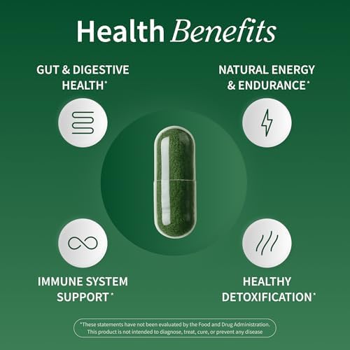 Suplemento Orgánico de Spirulina y Chlorella Snap Supplements - Alga Azul Verde Rica en Proteínas para Energía y Soporte Inmunológico, 120 Cápsulas - imagen 4