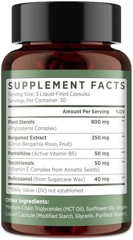 Suplementos Avanzados para Bajar el Colesterol | Cápsulas Líquidas de Máxima Absorción | Esteroides Vegetales, Policosanol, Extracto de Bergamota | - imagen 5