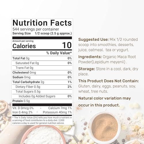 Polvo de Raíz de Maca Orgánica Peruana, 3lbs – Forma Gelatinizada de Fácil Digestión – Suplemento Herbal para Hombres y Mujeres – Apoya la Salud - imagen 2