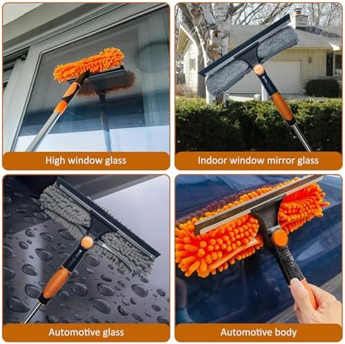 Limpiador de Ventanas 2 en 1 con Alcance de 20 pies +, Kit de Herramientas Rotatorio con Extensión de 3-14 pies, Equipos para Limpieza de Ventanas y - imagen 5