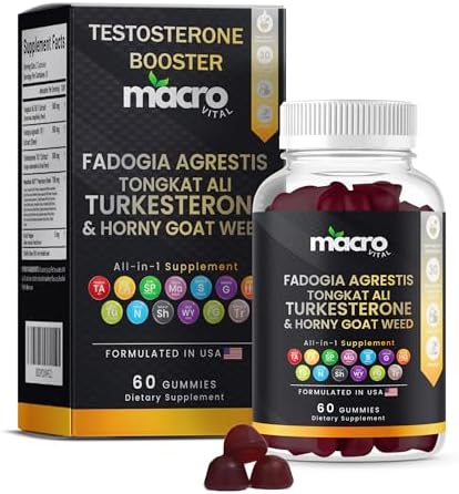 Suplemento de Testosterona MACRO VITAL para Hombres en Gummy [Absorción Rápida] Aumento de Masculinidad, Turkesterona, Tongkat Ali, Hierba de Cabra, - imagen 1