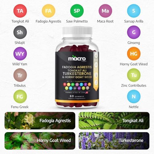 Suplemento de Testosterona MACRO VITAL para Hombres en Gummy [Absorción Rápida] Aumento de Masculinidad, Turkesterona, Tongkat Ali, Hierba de Cabra, - imagen 5