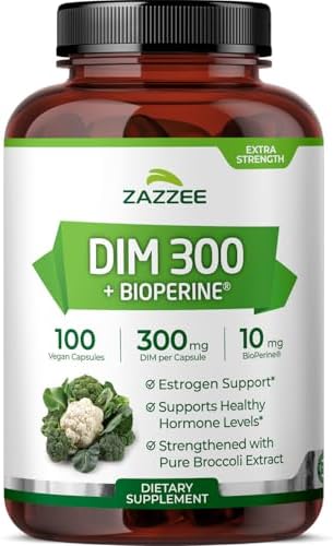 Zazzee DIM 300 mg por Cápsula, 100 Contenido, con 10 mg de BioPerine, Balance Estrogénico, Soporte Menopáusico, Vegano, Natural, No GMO, Hecho en EE. - imagen 1