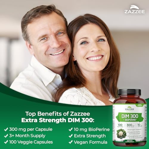 Zazzee DIM 300 mg por Cápsula, 100 Contenido, con 10 mg de BioPerine, Balance Estrogénico, Soporte Menopáusico, Vegano, Natural, No GMO, Hecho en EE. - imagen 3