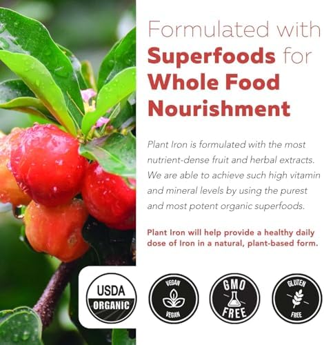 Suplemento de Hierro Orgánico | Mineral y Cofactores de Alimentos Naturales, 25 mg Elementales | Absorción Mejorada y Vitaminas para la Salud - imagen 8