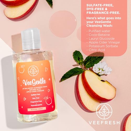 VeeFresh - VeeGentle Jabón Íntimo pH Balanceado con Vinagre de Manzana - Limpiador Suave y Calmante para Mujeres, 250ml - Higiene Femenina - imagen 5