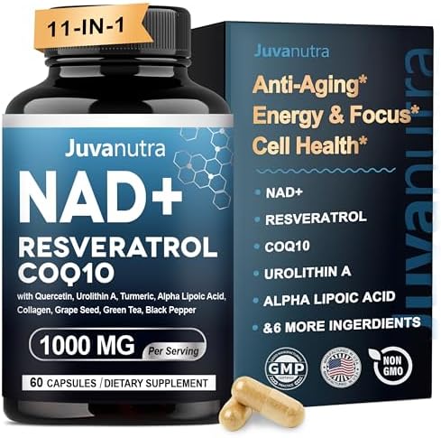 Suplemento de NAD 11 en 1 Extra Fuerte – Liposomal NAD con Resveratrol, CoQ10, Urolitina A, ALA y Cúrcuma – Apoya el Antienvejecimiento, Reparación - imagen 1