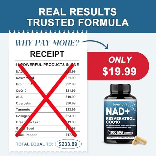 Suplemento de NAD 11 en 1 Extra Fuerte – Liposomal NAD con Resveratrol, CoQ10, Urolitina A, ALA y Cúrcuma – Apoya el Antienvejecimiento, Reparación - imagen 5