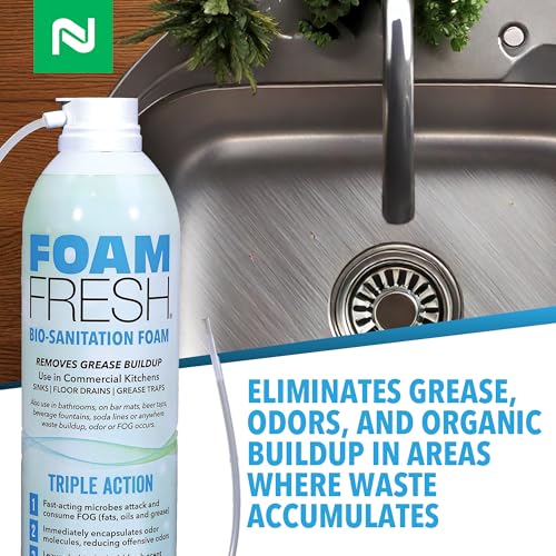 Espuma Bio Sanitizante Foam-Fresh de Nisus, Elimina Grasa y Acumulaciones Orgánicas, Control de Olores para Fregaderos, Drenajes y Trampas de Grasa, - imagen 3