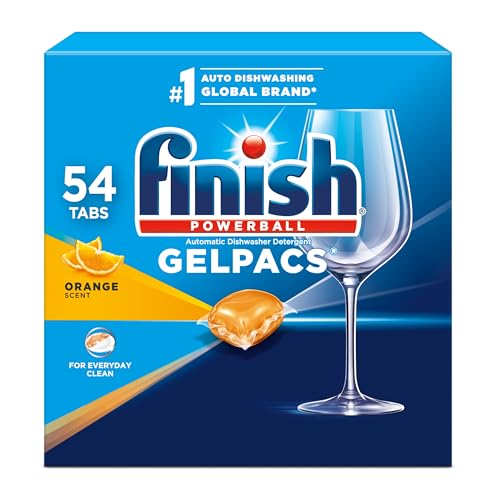 Gelpacs Finish para Lavavajillas, Detergente en Cápsulas, Poder Limpiador Rápido, Combate Grasa y Comida Secada, Aroma Naranja, 54 Piezas - imagen 1