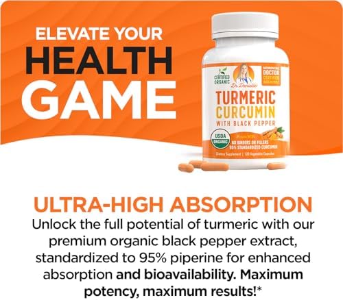 Cúrcuma Orgánica con Extracto de Pimienta Negra 2000mg - Suplemento Ultra Potente de Alta Absorción - 95% Curcuminoides - Vegano, No GMO - 120 - imagen 2