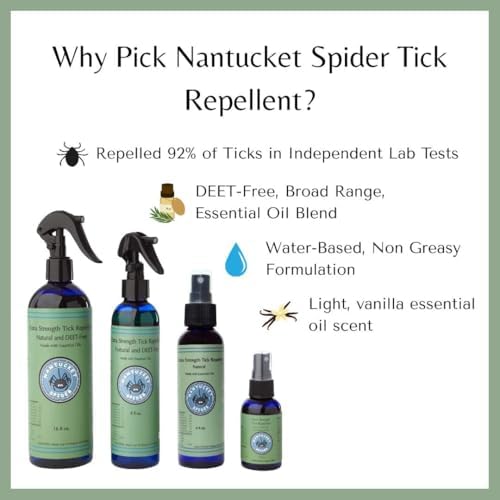 Spray Repelente de Garrapatas Nantucket Spider (16 oz) | Sin DEET | Repelente de Garrapatas con Aceites Esenciales | Hecho en EE. UU. - imagen 5