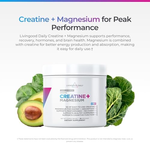Creatina y Magnesio en Polvo Livingood Daily, Sin Sabor | 5g de Creatina Micronizada con Magnesio para Energía, Recuperación Muscular y Rendimiento | - imagen 2