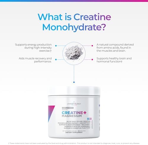Creatina y Magnesio en Polvo Livingood Daily, Sin Sabor | 5g de Creatina Micronizada con Magnesio para Energía, Recuperación Muscular y Rendimiento | - imagen 3
