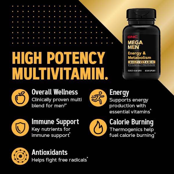 GNC Mega Men Multivitamínico Energía y Metabolismo para Hombres | Antioxidantes y Aumento de Quema de Calorías | 90 Cápsulas - imagen 8