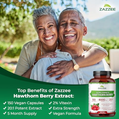 Zazzee Extracto de Baya de Espino Extra Fuerte 20:1, 2% Vitexina, 150 Cápsulas Veganas, 5 Meses de Suministro, Soporte Antioxidante y Circulatorio, - imagen 2