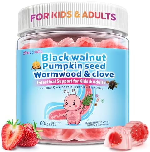 Gomitas Herbales Para Limpieza Intestinal Wormwood Black Walnut Clove, 60 Gummies con Semillas de Calabaza, Vitamina C, D3, Zinc y Probióticos - imagen 1