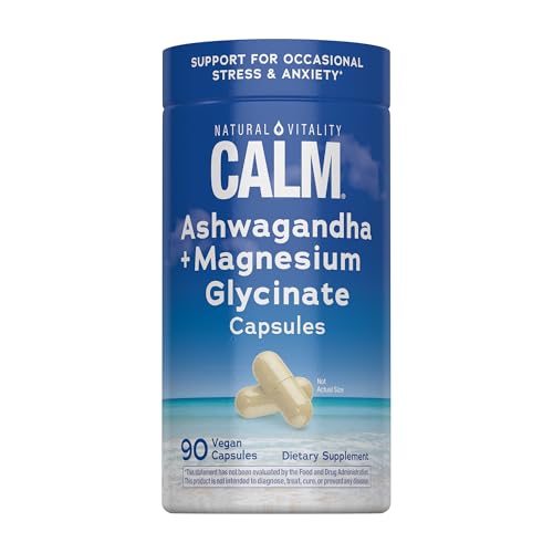 Cápsulas de Ashwagandha y Magnesio Glicinato Natural Vitality Calm | Apoyo para Estrés y Ansiedad Ocasional | Suplemento Sin Gluten | 90 Cápsulas - imagen 4