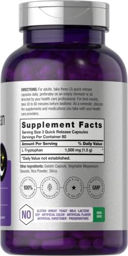 Cápsulas de L Triptófano Horbäach 1500mg | 240 Unidades | Fórmula Nocturna | Suplemento Sin OGM y Sin Gluten - imagen 2