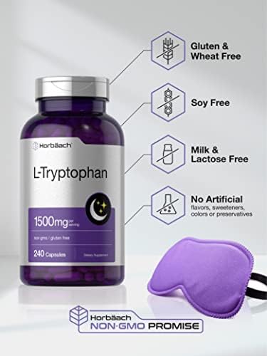 Cápsulas de L Triptófano Horbäach 1500mg | 240 Unidades | Fórmula Nocturna | Suplemento Sin OGM y Sin Gluten - imagen 4