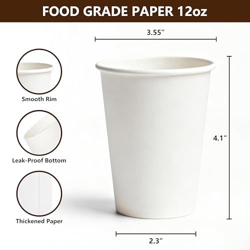 TashiBox Tazas de Papel Desechables para Bebidas Calientes de 12 oz - Paquete de 300 - Tazas de Café de Papel - imagen 2