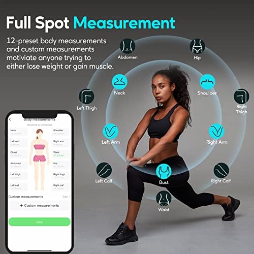 Cinta Métrica Digital Arboleaf de 60in con Bluetooth, Medidor Corporal con App, Dispositivo para Medir Grasa Corporal y Pérdida de Peso, Retráctil y - imagen 7