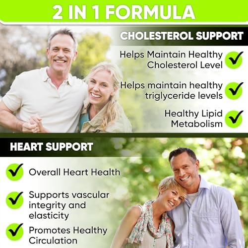 Suplementos de Colesterol para la Salud del Corazón - Apoyo Cardiovascular con Esteroides Vegetales, Niacina y Ajo. Vitaminas para Colesterol y - imagen 2