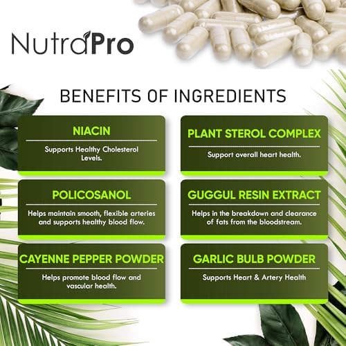 Suplementos de Colesterol para la Salud del Corazón - Apoyo Cardiovascular con Esteroides Vegetales, Niacina y Ajo. Vitaminas para Colesterol y - imagen 5