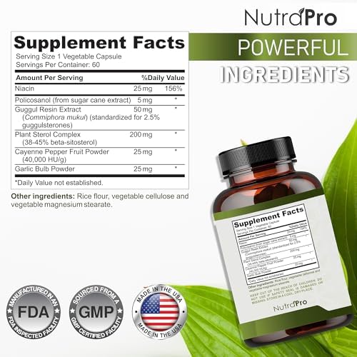 Suplementos de Colesterol para la Salud del Corazón - Apoyo Cardiovascular con Esteroides Vegetales, Niacina y Ajo. Vitaminas para Colesterol y - imagen 6