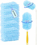 Recargas de Plumero 50 Piezas, Reemplazos de Plumero Pesado 360° Compatibles con Swiffer, Incluye 1 Mango Corto y 1 Mango Extensible - imagen 1
