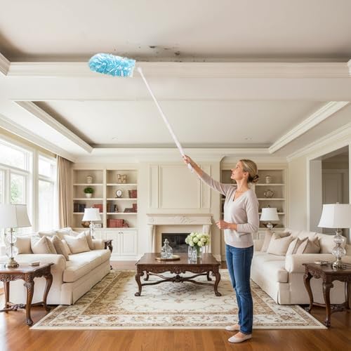 Recargas de Plumero 50 Piezas, Reemplazos de Plumero Pesado 360° Compatibles con Swiffer, Incluye 1 Mango Corto y 1 Mango Extensible - imagen 6