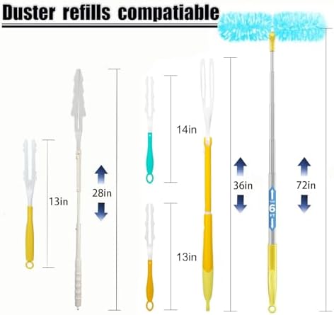 Recargas de Plumero 50 Piezas, Reemplazos de Plumero Pesado 360° Compatibles con Swiffer, Incluye 1 Mango Corto y 1 Mango Extensible - imagen 7