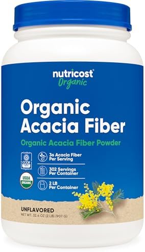 Nutricost Polvo de Fibra de Acacia Orgánica (2 LB) - Certificado Orgánico por USDA, No Transgénico, Libre de Gluten - imagen 1