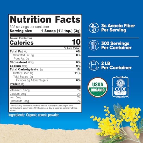 Nutricost Polvo de Fibra de Acacia Orgánica (2 LB) - Certificado Orgánico por USDA, No Transgénico, Libre de Gluten - imagen 2