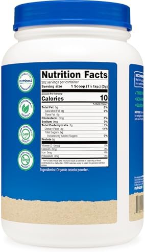 Nutricost Polvo de Fibra de Acacia Orgánica (2 LB) - Certificado Orgánico por USDA, No Transgénico, Libre de Gluten - imagen 4