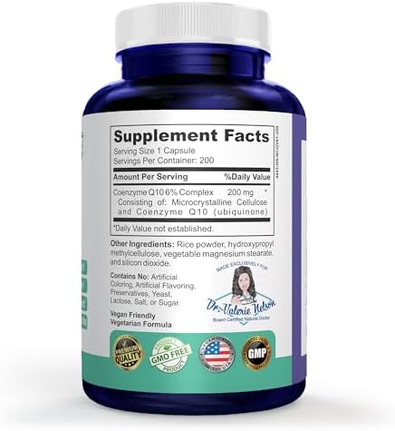 Dr. Valerie Nelson CoQ10 - Coenzima Q10 200 mg - 200 Cápsulas Veganas - Absorción Rápida - Suplemento para Corazón y Energía Celular - Foxxy Doc - imagen 3