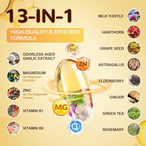 Cápsulas de Extracto de Ajo Envejecido Liposomal Totaria - Ajo Sin Olor con Magnesio, Zinc, Vitamina B, Mezcla Herbal Antioxidante - Soporte para - imagen 2