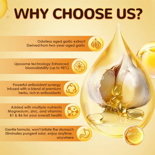 Cápsulas de Extracto de Ajo Envejecido Liposomal Totaria - Ajo Sin Olor con Magnesio, Zinc, Vitamina B, Mezcla Herbal Antioxidante - Soporte para - imagen 3