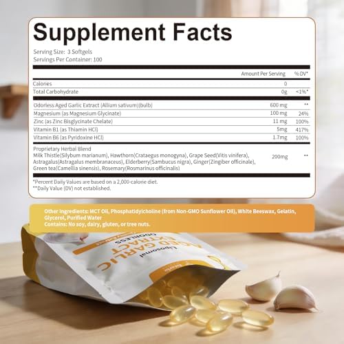 Cápsulas de Extracto de Ajo Envejecido Liposomal Totaria - Ajo Sin Olor con Magnesio, Zinc, Vitamina B, Mezcla Herbal Antioxidante - Soporte para - imagen 8
