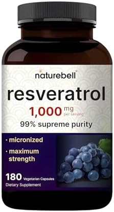 NatureBell Resveratrol - 180 Cápsulas Vegetarianas - Extracto de Polygonum Cuspidatum 1,000mg - Soporte Antioxidante - Bienestar del Corazón, Cerebro - imagen 1
