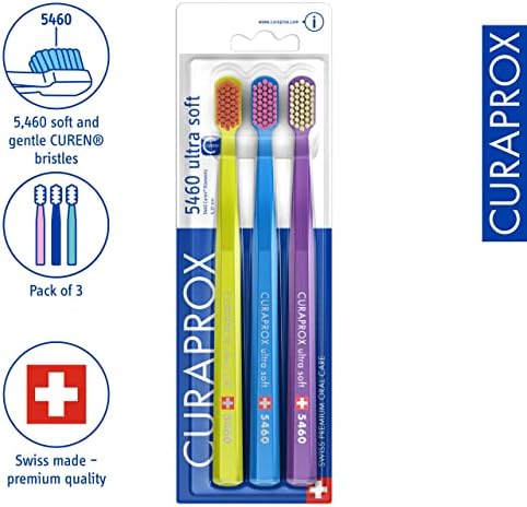 Cepillo de Dientes Curaprox CS 5460 Ultra Suave – Cuidado de Encías y Dientes para Adultos | Cerdas Curen® Súper Suaves | Azul-Púrpura, Paquete - imagen 2