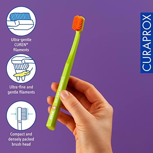 Cepillo de Dientes Curaprox CS 5460 Ultra Suave – Cuidado de Encías y Dientes para Adultos | Cerdas Curen® Súper Suaves | Azul-Púrpura, Paquete - imagen 3