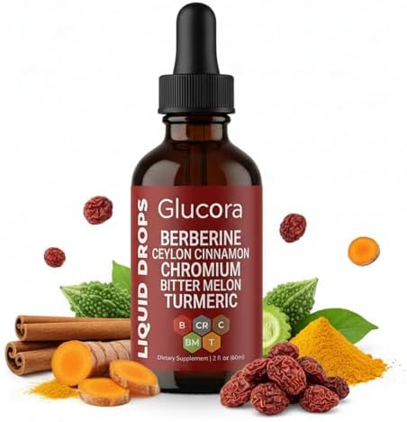FMRFMR Glucora Berberina Líquida Gotas, Fórmula Herbal 10 en 1 con Canela de Ceilán | Suplemento Líquido Vegano sin Azúcar | 2 fl oz - imagen 1