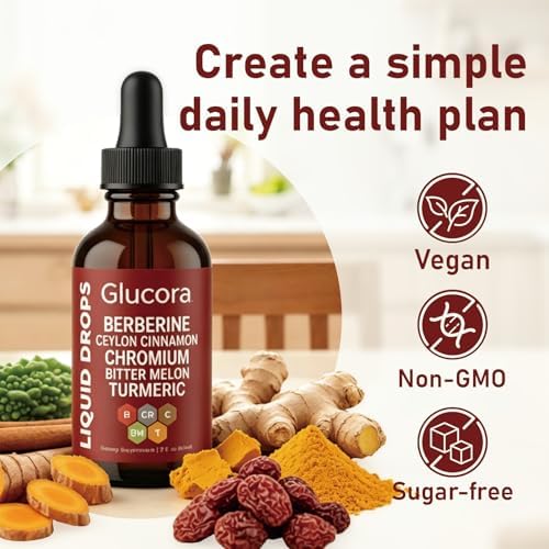 FMRFMR Glucora Berberina Líquida Gotas, Fórmula Herbal 10 en 1 con Canela de Ceilán | Suplemento Líquido Vegano sin Azúcar | 2 fl oz - imagen 2