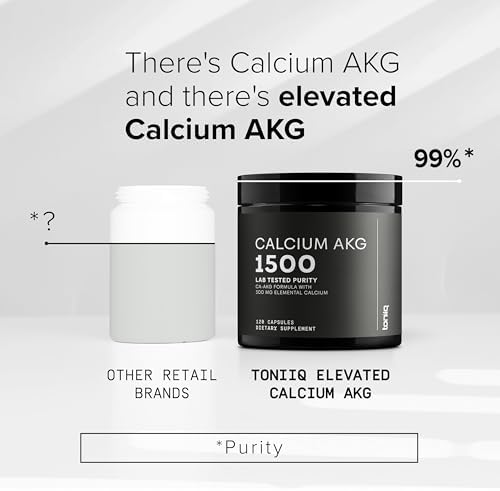 Suplemento Toniiq de 1500mg de Alta Pureza Ca AKG - 99%+ Altamente Purificado y Bioavailable - Cápsulas Vegetarianas de Ca-AKG para Longevidad - 120 - imagen 3