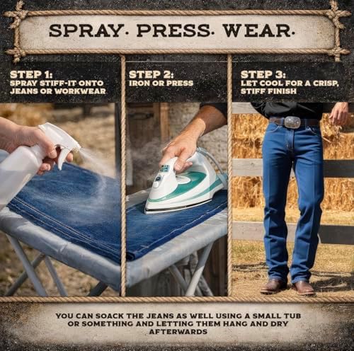 Stiff-it Almidón para Vaqueros - Fórmula Patentada con Aroma a Cuero, Diseño de Vertido Fácil y Jeans Sin Arrugas (1) - imagen 3