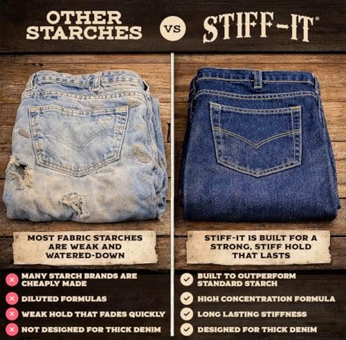 Stiff-it Almidón para Vaqueros - Fórmula Patentada con Aroma a Cuero, Diseño de Vertido Fácil y Jeans Sin Arrugas (1) - imagen 6